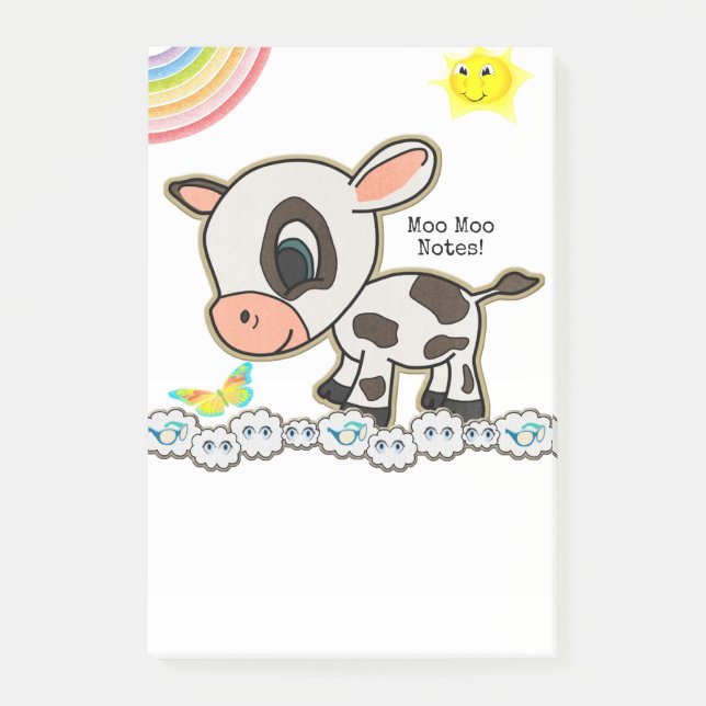 Notas Post-it® Mariposa arcoiris de Notes Cow Sun (Anverso)