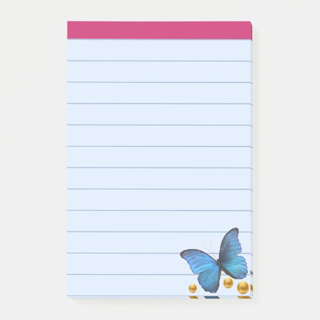 Notas Post-it® Mariposa Azul & Confeti Dorado (Anverso)