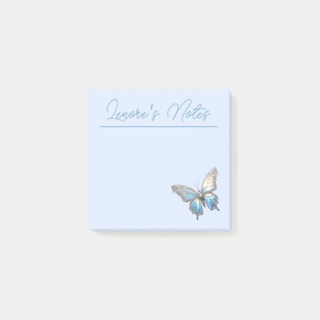 Notas Post-it® Mariposa jewel Opal y plata (Anverso)