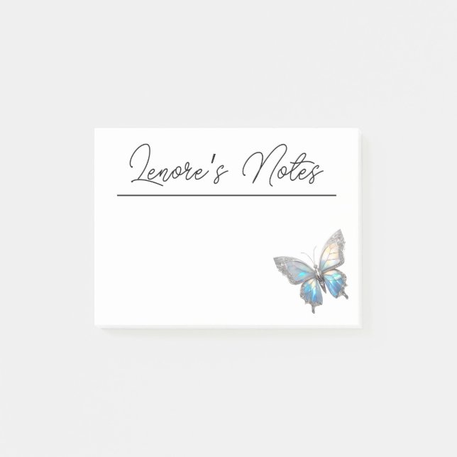 Notas Post-it® Mariposa jewel Opal y plata (Anverso)