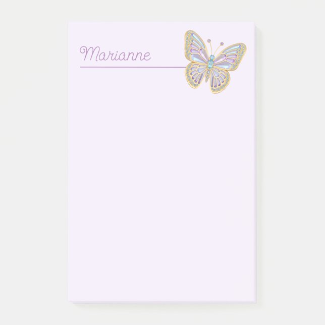 Notas Post-it® Mariposa jewel Purple Blue Gold (Anverso)