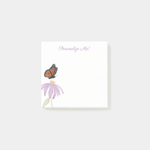 Notas Post-it® Mariposa monarca con flor de cono morado