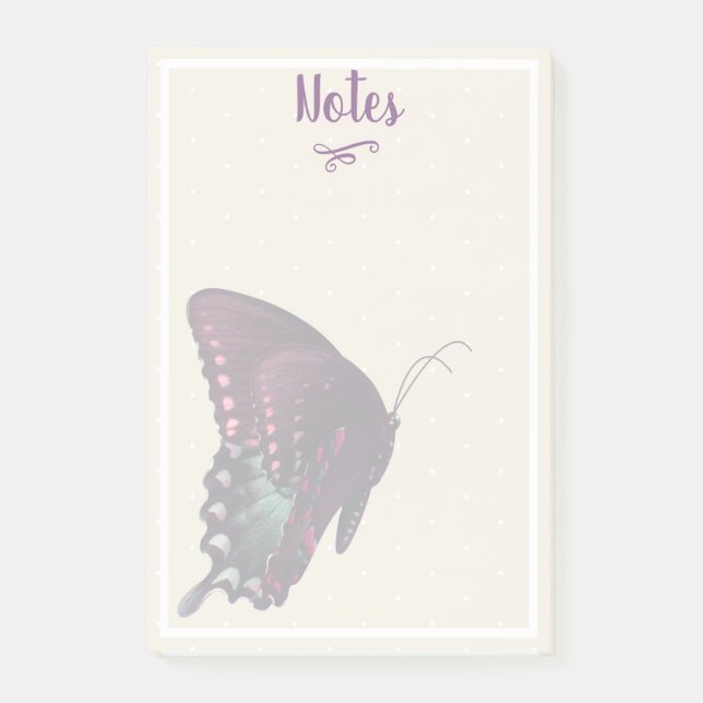 Notas Post-it® Mariposa morada y puntos blancos (Anverso)