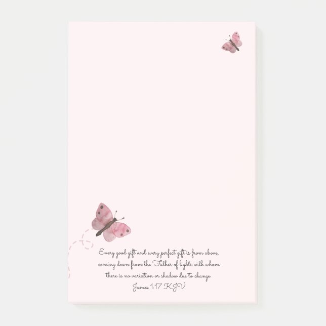 Notas Post-it® Mariposa rosa  (Anverso)