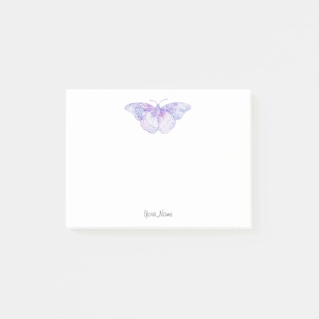 Notas Post-it® Mariposa Violeta de Acuarela (Anverso)