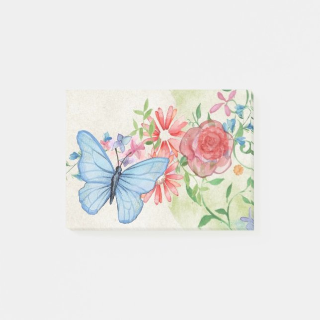 Notas Post-it® Mariposa Y Flores (Anverso)