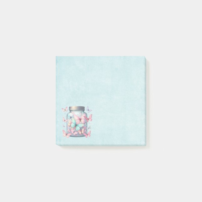 Notas Post-it® Mariposas Caprichosas en un Tarro (Anverso)
