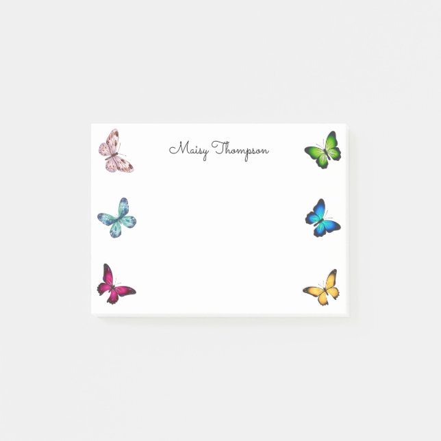 Notas Post-it® Mariposas Monograma Nombre (Anverso)