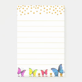 Notas Post-it® Mariposas y grifos de oro de color crudo