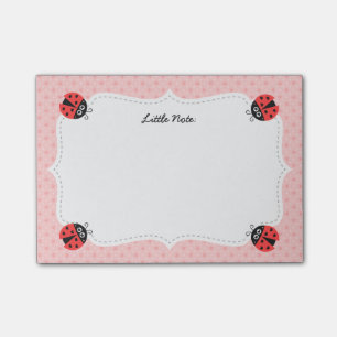 Notas Post-it® Mariquita Adorable con Corazones para Niñas