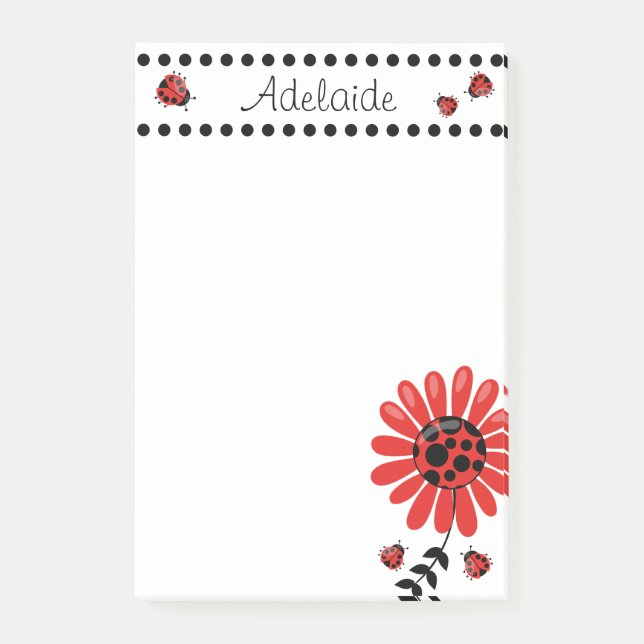 Notas Post-it® Mariquita Roja Moderna Personalizada (Anverso)