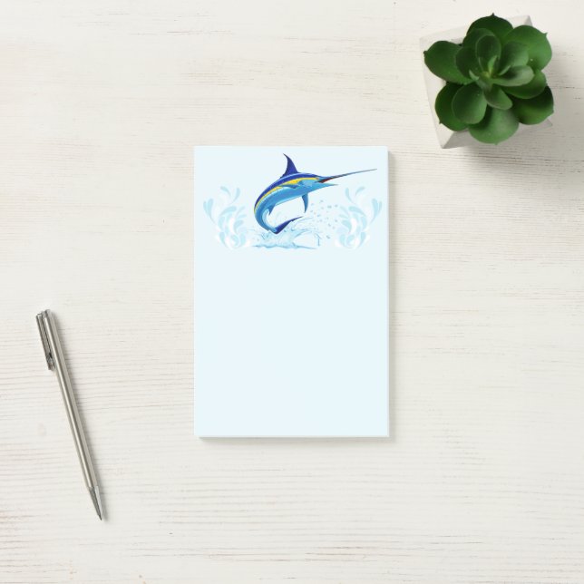 Notas Post-it® Marlín Azul Saltando fuera del Océano (Oficina)