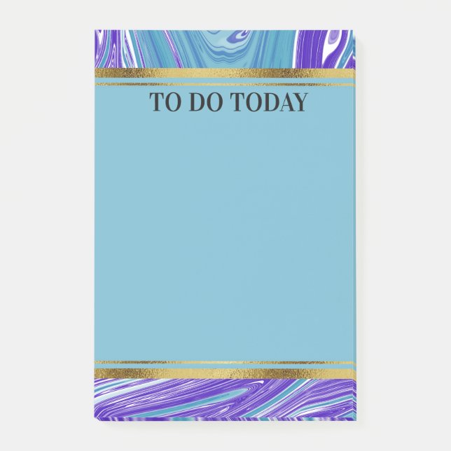 Notas Post-it® Mármol Azul Purpura Personalizado 4x6 (Anverso)