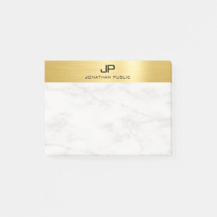 Notas Post-it® Mármol blanco falso oro elegante plantilla moderna