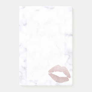 Notas Post-it® mármol color de rosa femenino elegante del blanco