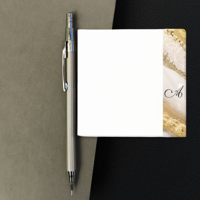 Notas Post-it® Mármol dorado en la escritura de monograma femenin (Feminine named script golden marble post-it notes)