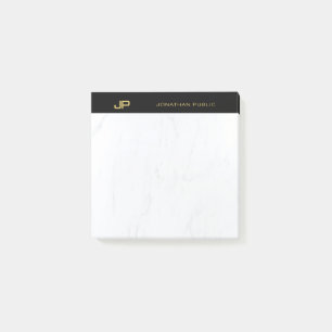 Notas Post-it® Mármol dorado negro monogramo profesional de Moda