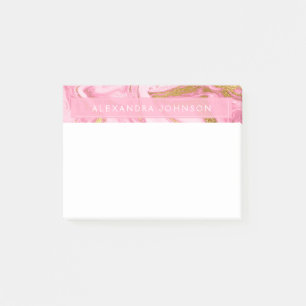 Notas Post-it® Mármol moderno rosa caliente, blanco y Relieve met