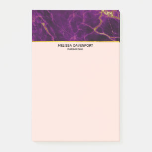 Notas Post-it® Mármol morado y dorado moderno