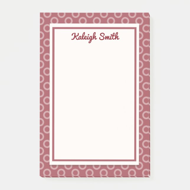 Notas Post-it® Maroon Polka Dots Personalizado Post It Notes (Anverso)