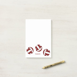 Notas Post-it® maroon white team colores volleyball con nombre de