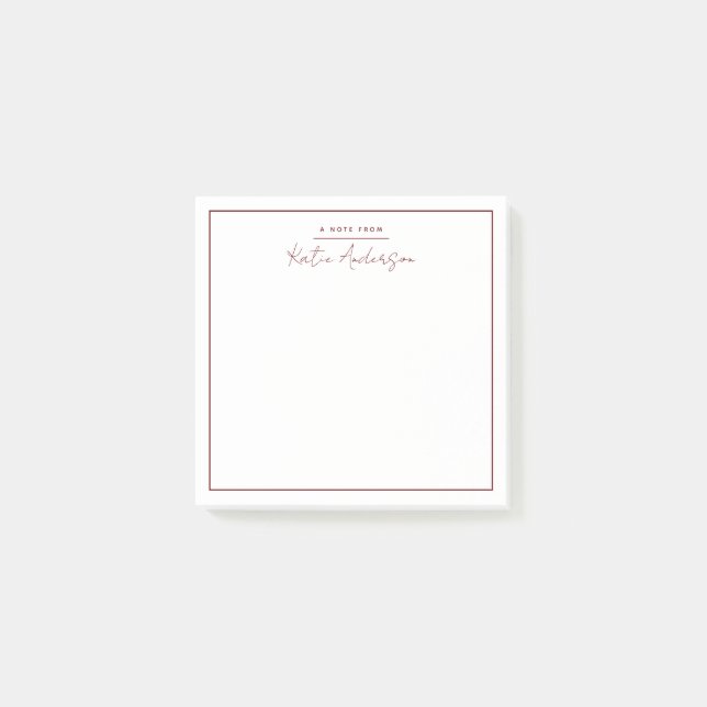 Notas Post-it® Marrón de escritura de tipografía mínima moderna (Anverso)