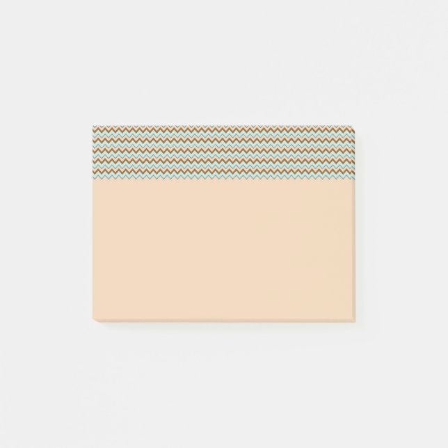 Notas Post-it® Marrón y turquesa Zigzag Chevron (Anverso)