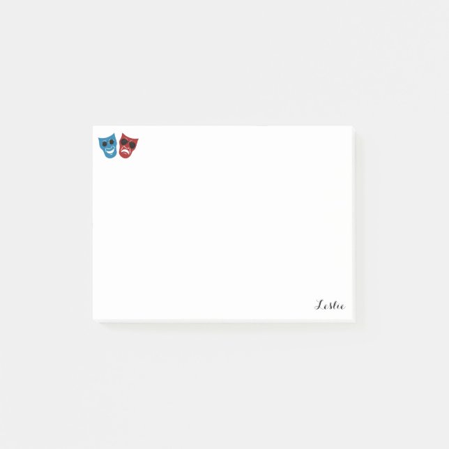 Notas Post-it® Máscaras de drama con gafas de sol (Anverso)