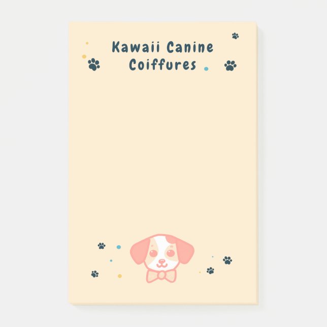 Notas Post-it® Mascota cachorro de Kawaii sentado (Anverso)