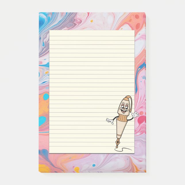 Notas Post-it® Mascota de pluma cúpula sobre fondo de mármol de c (Anverso)