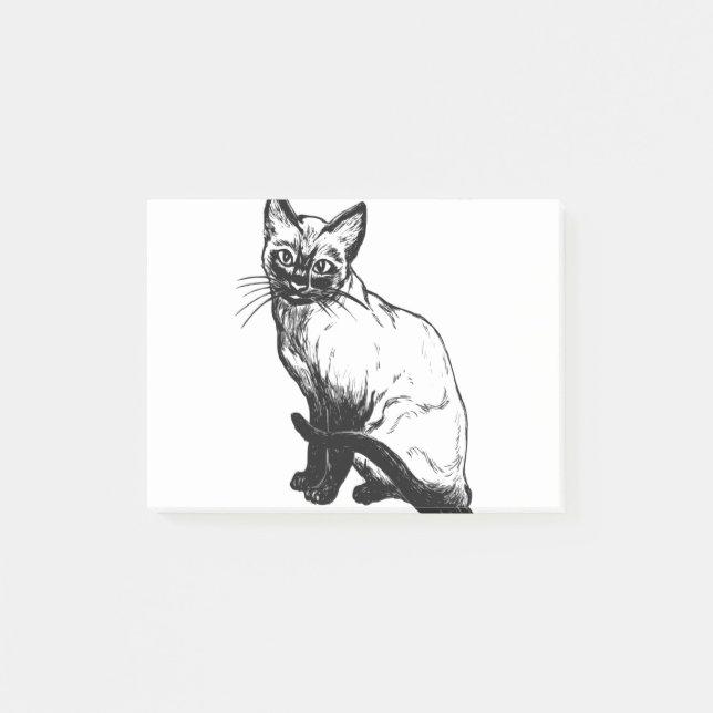 Notas Post-it® Mascota felino siamesa sentado en Kitty Siamesa (Anverso)