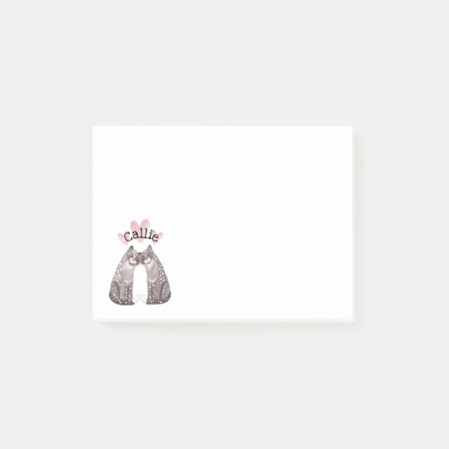 Notas Post-it® Mascotas de gato grande añade tu nombre (Anverso)