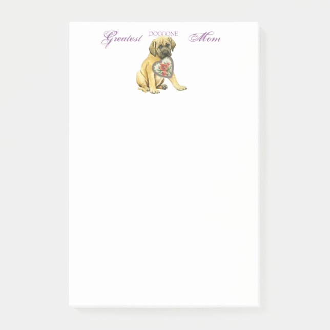 Notas Post-it® Mastiff Hearts Mom (Anverso)