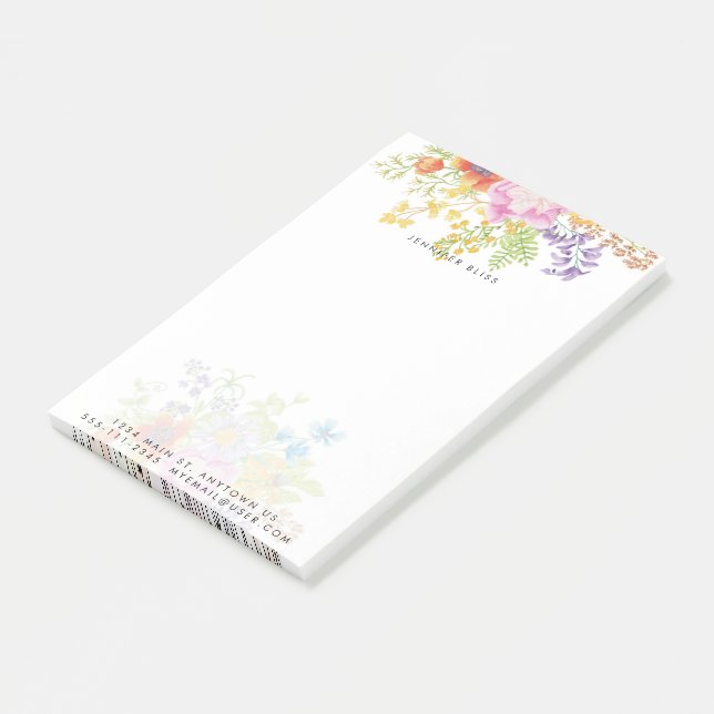 Notas Post-it® Matriz de primavera personalizada con flores de ac (En perspectiva)