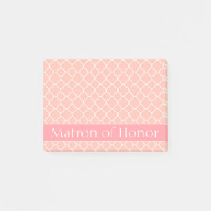 Notas Post-it® Matrón de Honor Rosa y Blanco