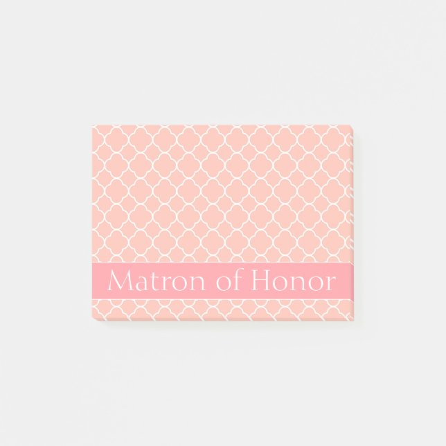 Notas Post-it® Matrón de Honor Rosa y Blanco (Anverso)