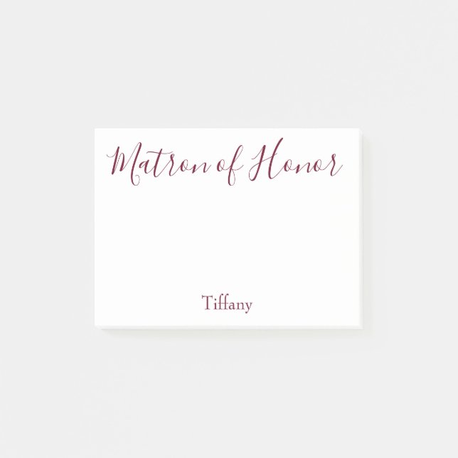 Notas Post-it® Matrona preciosa del blanco y de Borgoña del honor (Anverso)