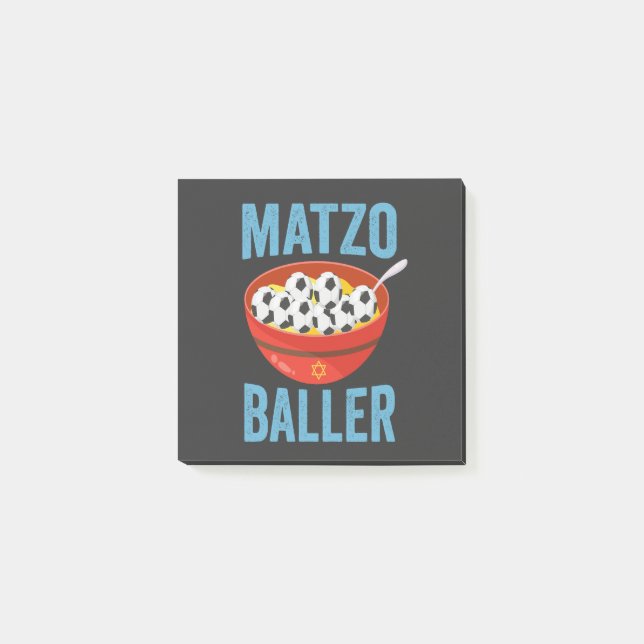 Notas Post-it® Matzo Baller Gracioso Futbol Regalo navideño Hanuk (Anverso)