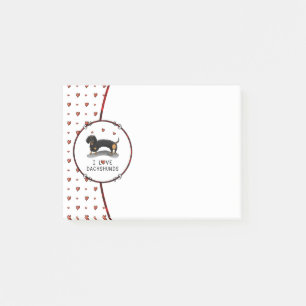 Notas Post-it® Me encanta Dachshunds Dachsies (negro y tostado) C