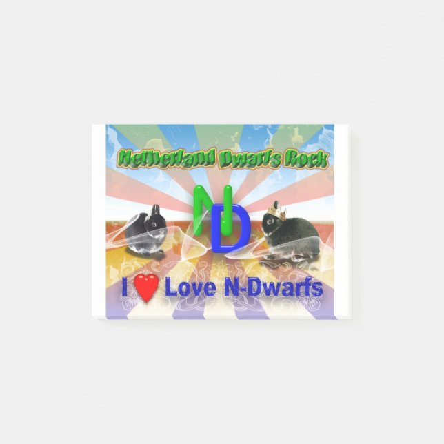 Notas Post-it® Me encantan los conejitos enanos de Holanda (Anverso)