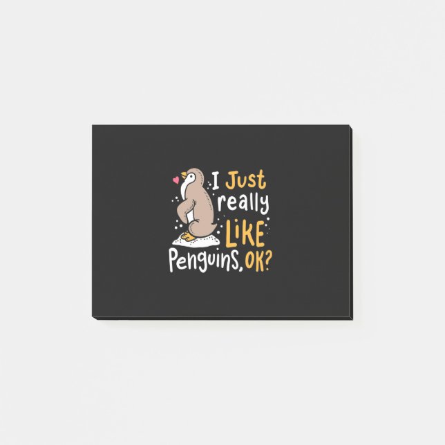 Notas Post-it® Me Gusta Realmente Que Los Pingüinos Ok (Anverso)