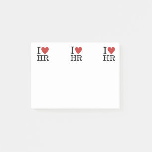 Notas Post-it® Me ❤️ HR (Departamento de Recursos Humanos).
