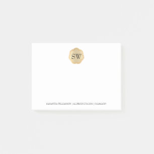 Notas Post-it® Medallón de oro personalizado Monograma profesiona