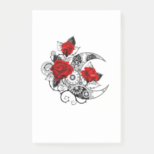 Notas Post-it® Media luna mecánica con rosas rojas