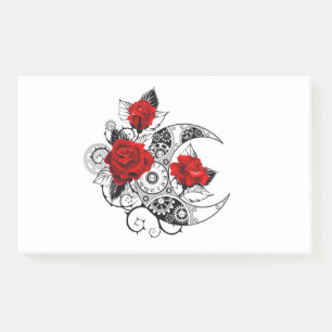Notas Post-it® Media luna mecánica con rosas rojas