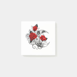 Notas Post-it® Media luna mecánica con rosas rojas