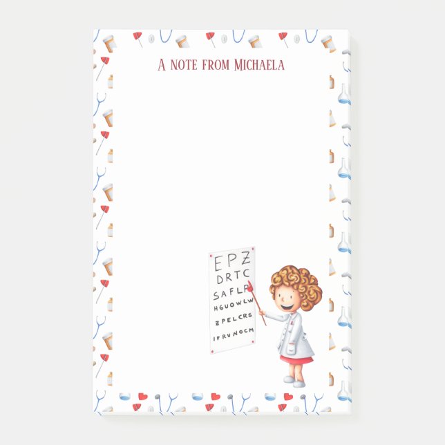 Notas Post-it® Médica ocular o enfermera oftálmica personalizada (Anverso)