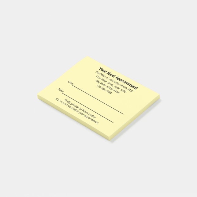 Notas Post-it® Medical Doctor Next Appointment Reminder Cream (En perspectiva)