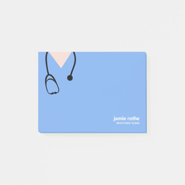 Notas Post-it® Médico Enfermera Blue Hospital Scrubs (Anverso)