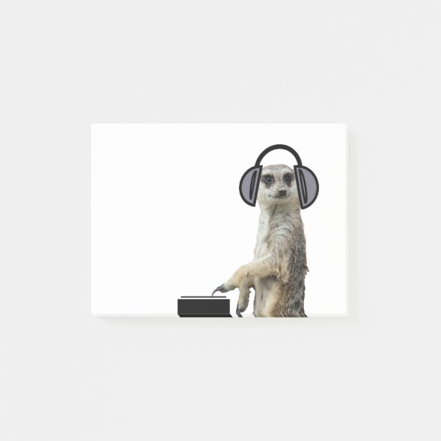 Notas Post-it® Meerkat fresco enrrollado DJ (Anverso)